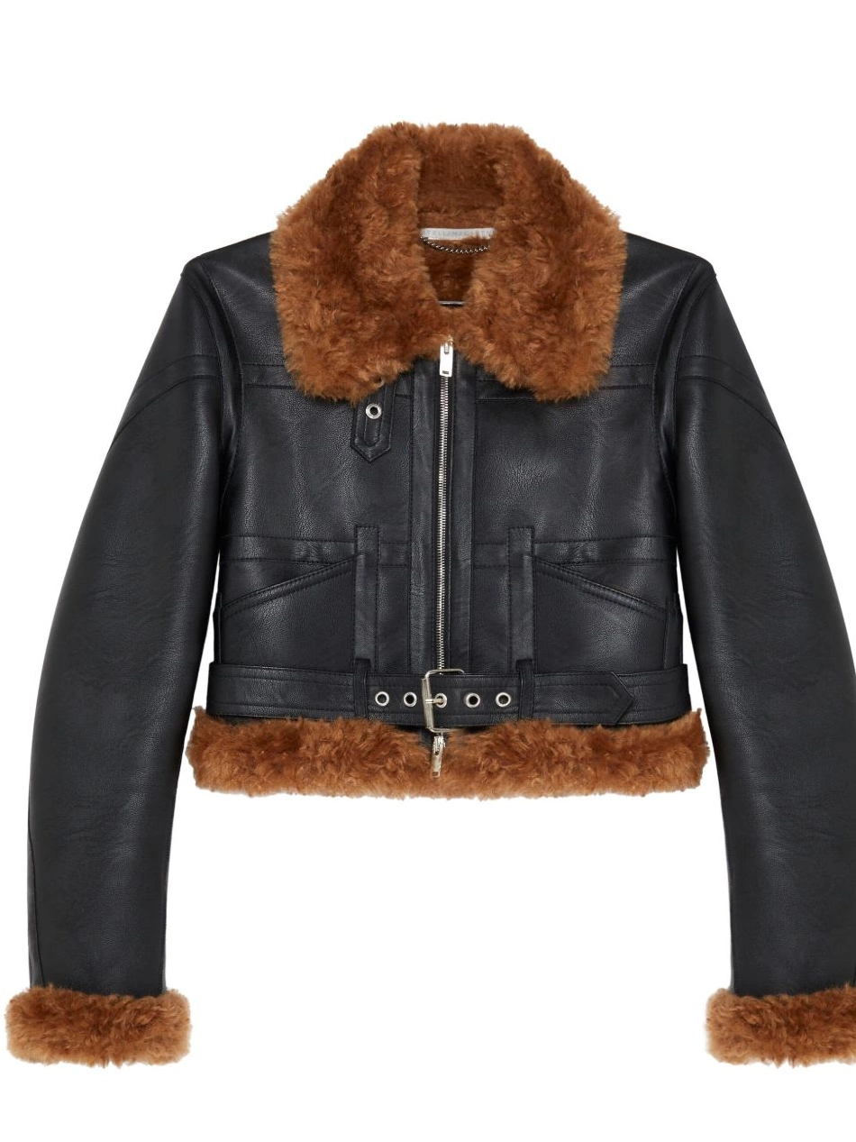 Affordable Women faux fur-trim Stella McCartney jacket zip-up aviator 0809